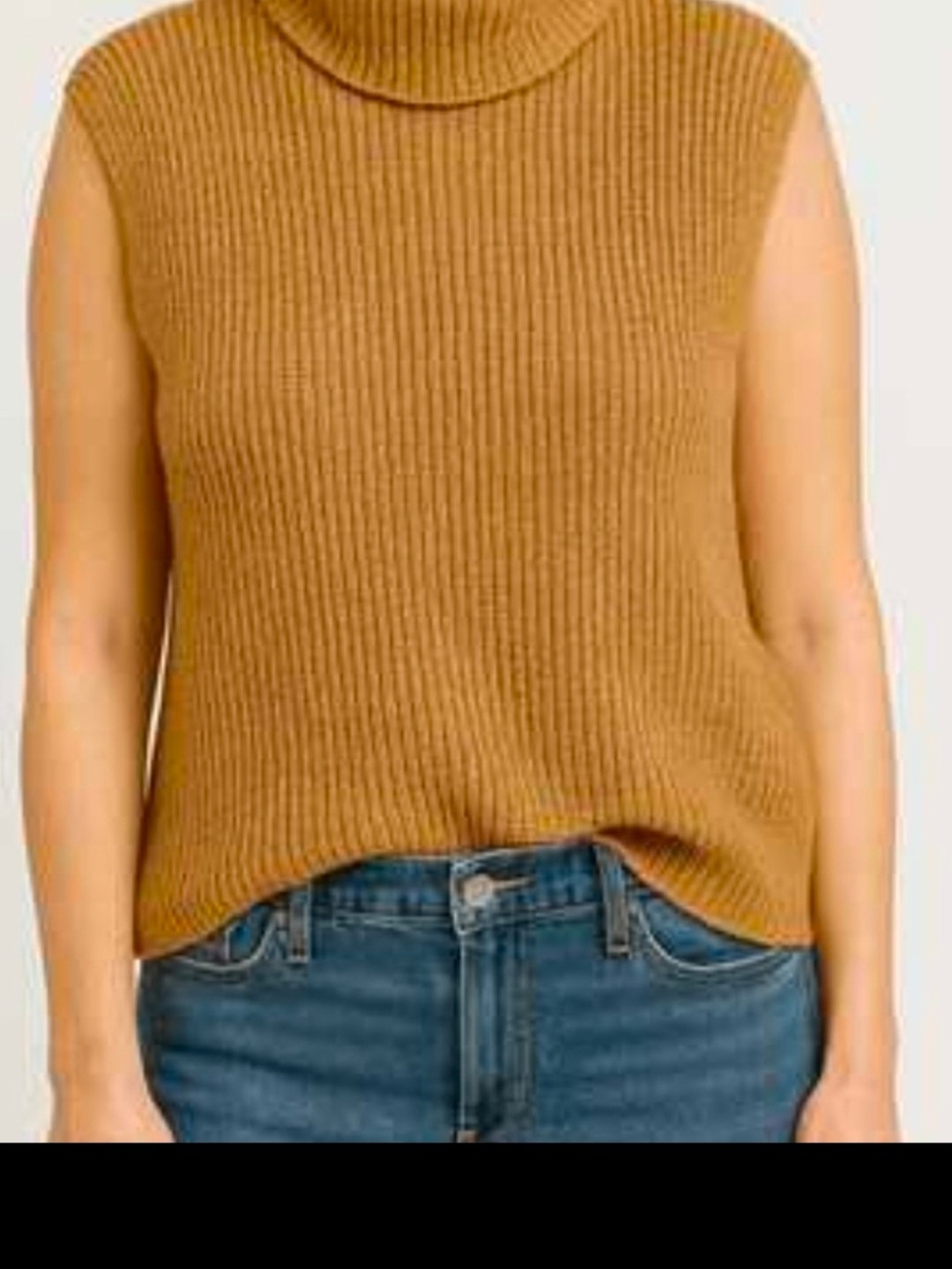 Rachel Zoe Sleeveless Ribbed Mock Neck Tank in Camel Brown